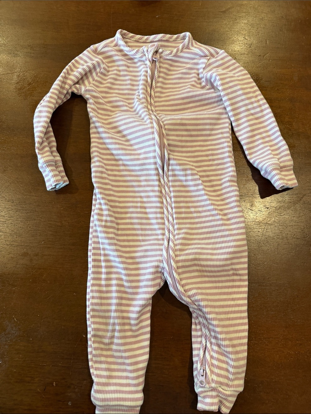 Quince Striped Pink Kids One-Piece Zipper Pajamas